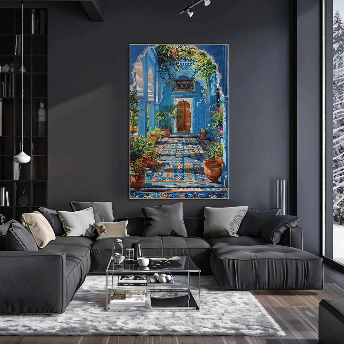 Blue Indian Palace Aangan, India Entryway Art Print - Image 2