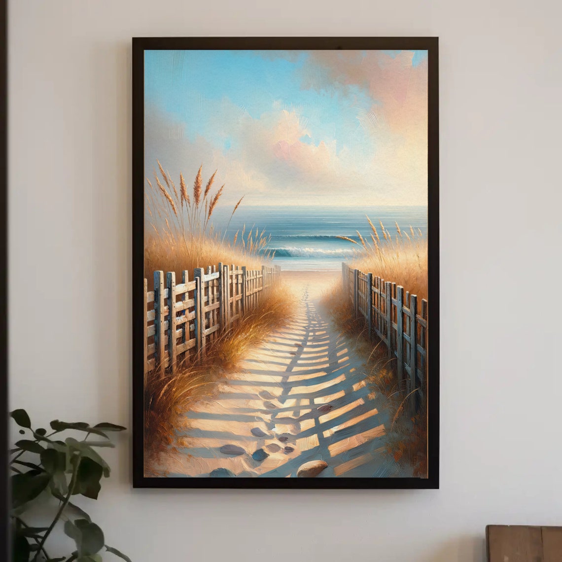 Seaside Beach Path Through The Dunes Calm Coastal Oil Painting Poster