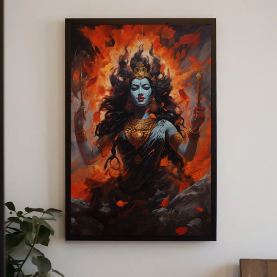 Kali Hindu Goddess Print Divine Feminine Kali Mata Maa Kali Godess Framed Painting Indian Decor Feminist Art