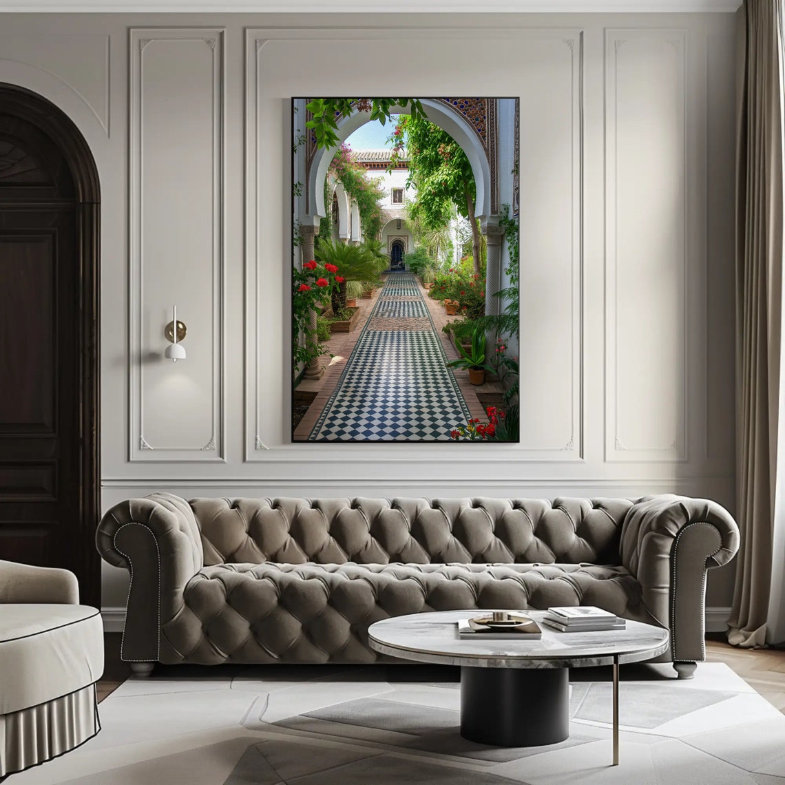 Moroccan Courtyard Garden Arched Tiled Path Photo Art Poster - Image 5