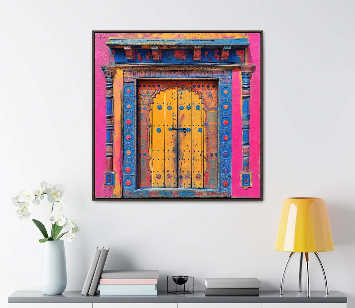 Ornate Rajasthani Door On Pink Wall Indian Architecture Poster - Image 4