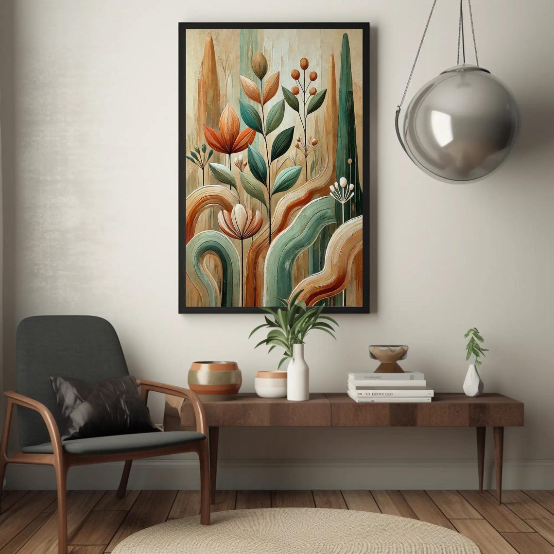Abstract Boho Botanical in Earthy Terracotta and Sage Tones Poster - Image 4