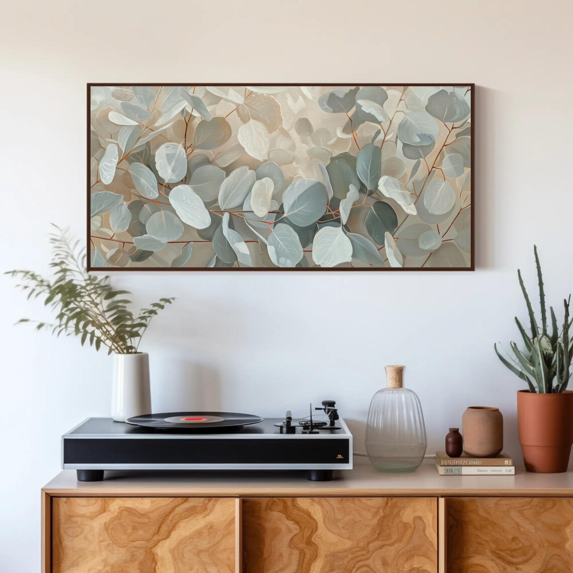 Rustic Eucalyptus Leaves, Minimalist Botanical Art Print - Image 2