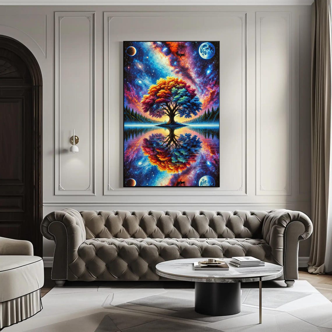 Cosmic Tree Of Life Under A Galaxy Night Sky Fantasy Art Poster - Image 3