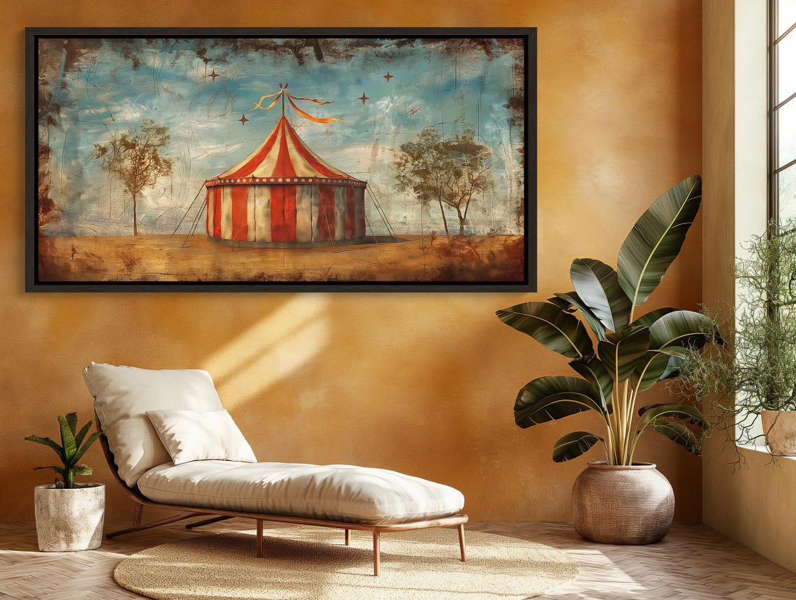 Vintage Red And White Circus Tent Nostalgic Big Top Art Poster - Image 2