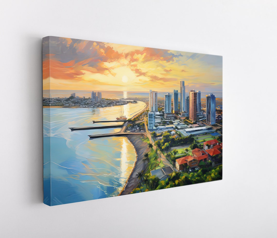 Durban South Africa Beachfront Skyline Glowing at Sunrise Poster - Image 5