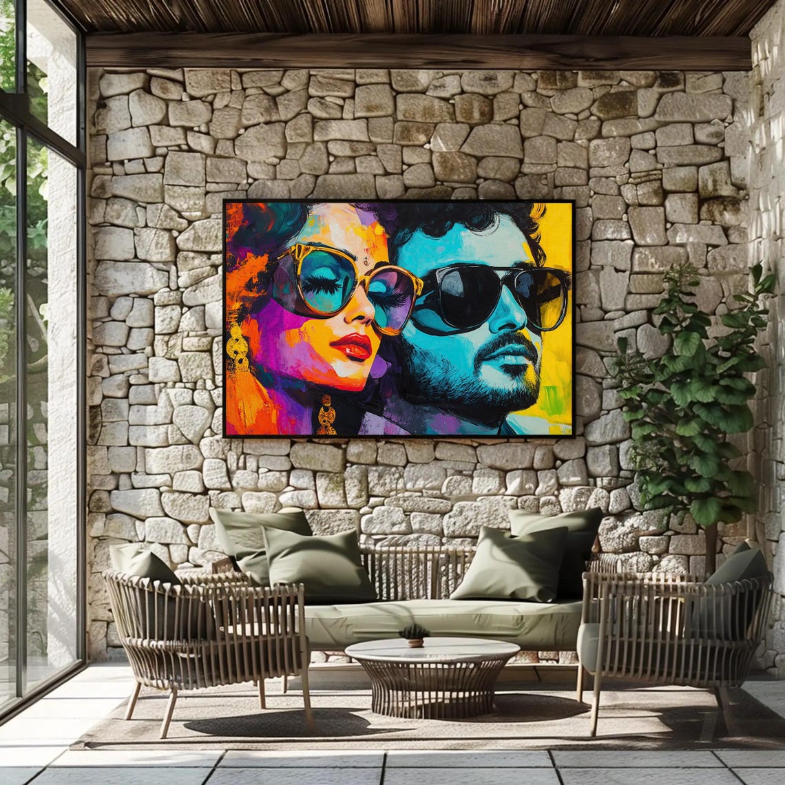 Bollywood Style Indian Couple Pop Art Portrait Sunglasses Poster - Image 2