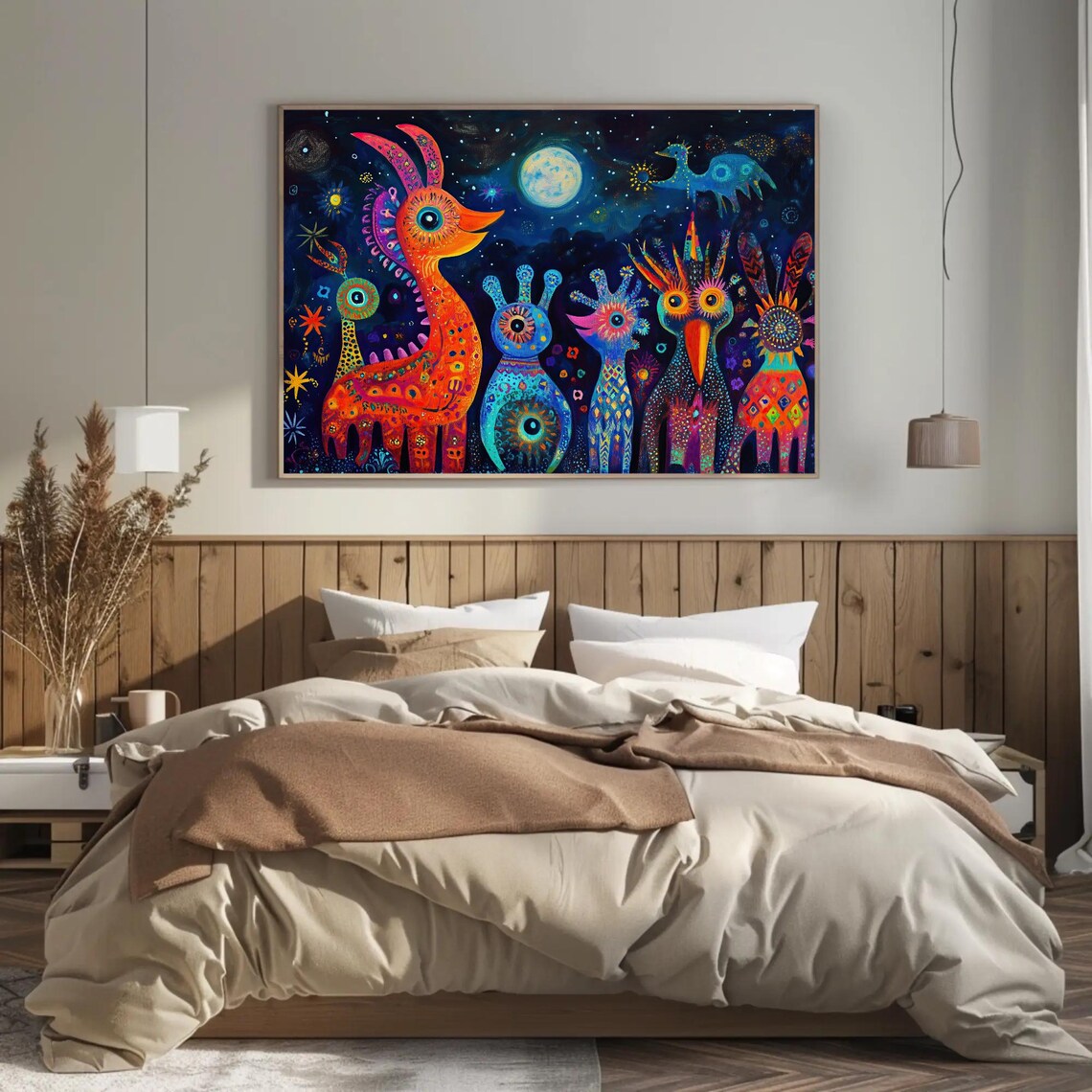 Oaxacan Alebrijes in the Night, Folk Art Print - Image 3