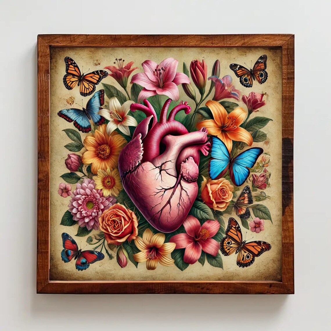 Corazon Fuerte Heart With Flower, Mexican Art Print