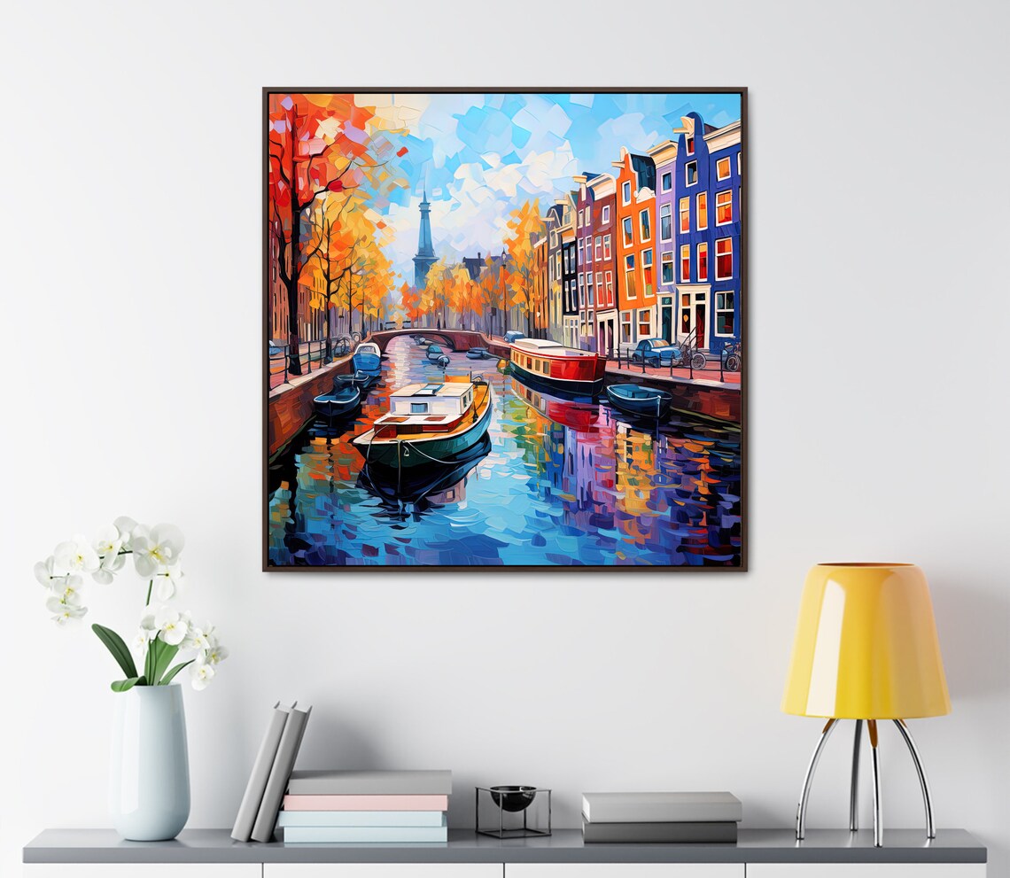 Amsterdam Autumn Canal Colorful Houses Boats City Travel Poster - Image 4