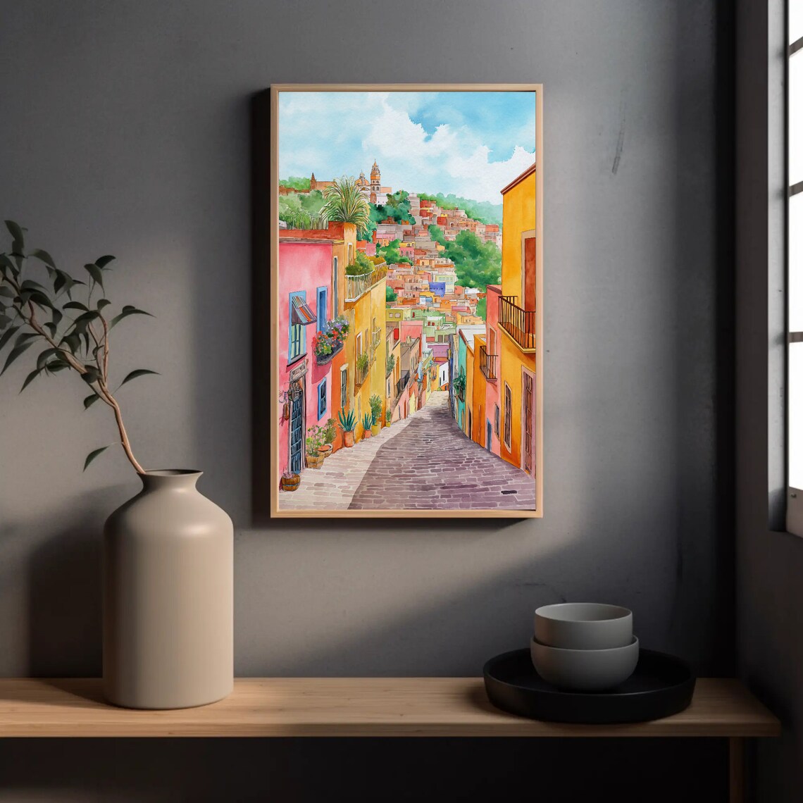 Guanajuato Mexico Colonial Street Watercolor Travel Wall Poster - Image 4