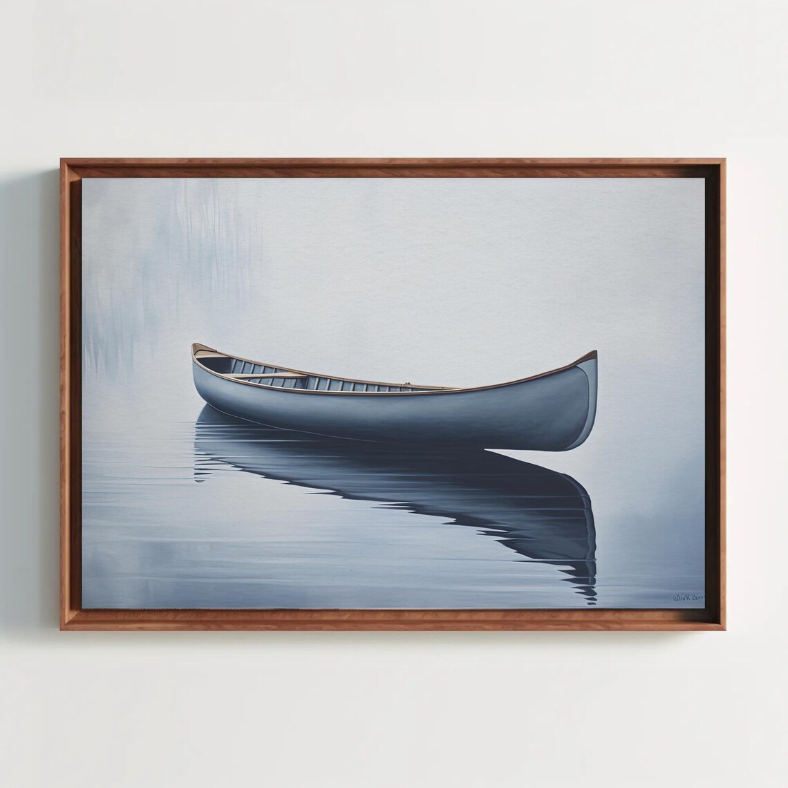 Canoe In Still Water, Lake House Nautical Art Print