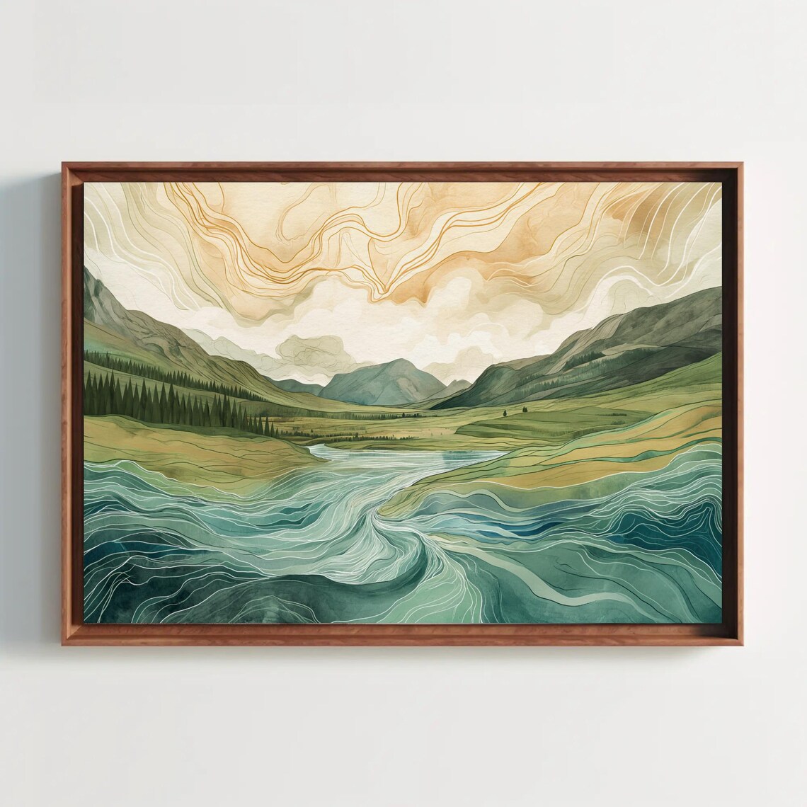 Northern Scotland Abstract Painting Art Print, British Decor
