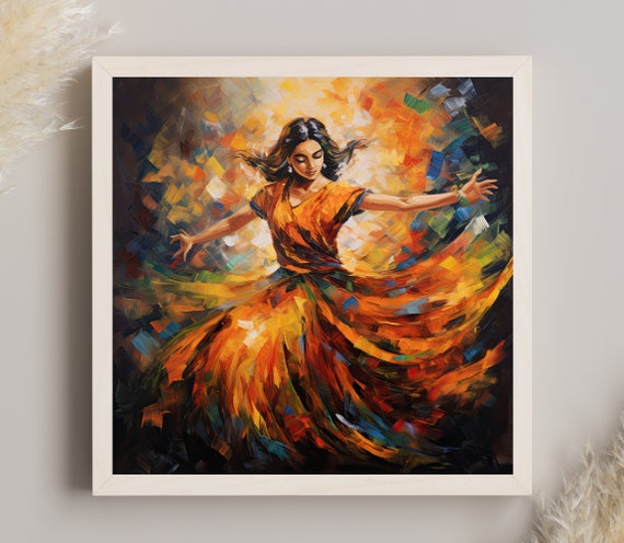 Indian Woman Dancing Home Decor Indian Wall Art For Living Room Indian Art And Colorful Indian Art Prints For Indian Living Room Decor