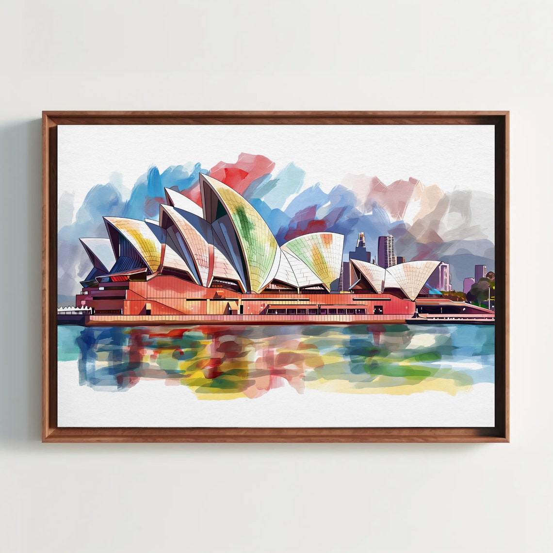 Sydney Opera House Colorful Watercolor Australia Landmark Poster