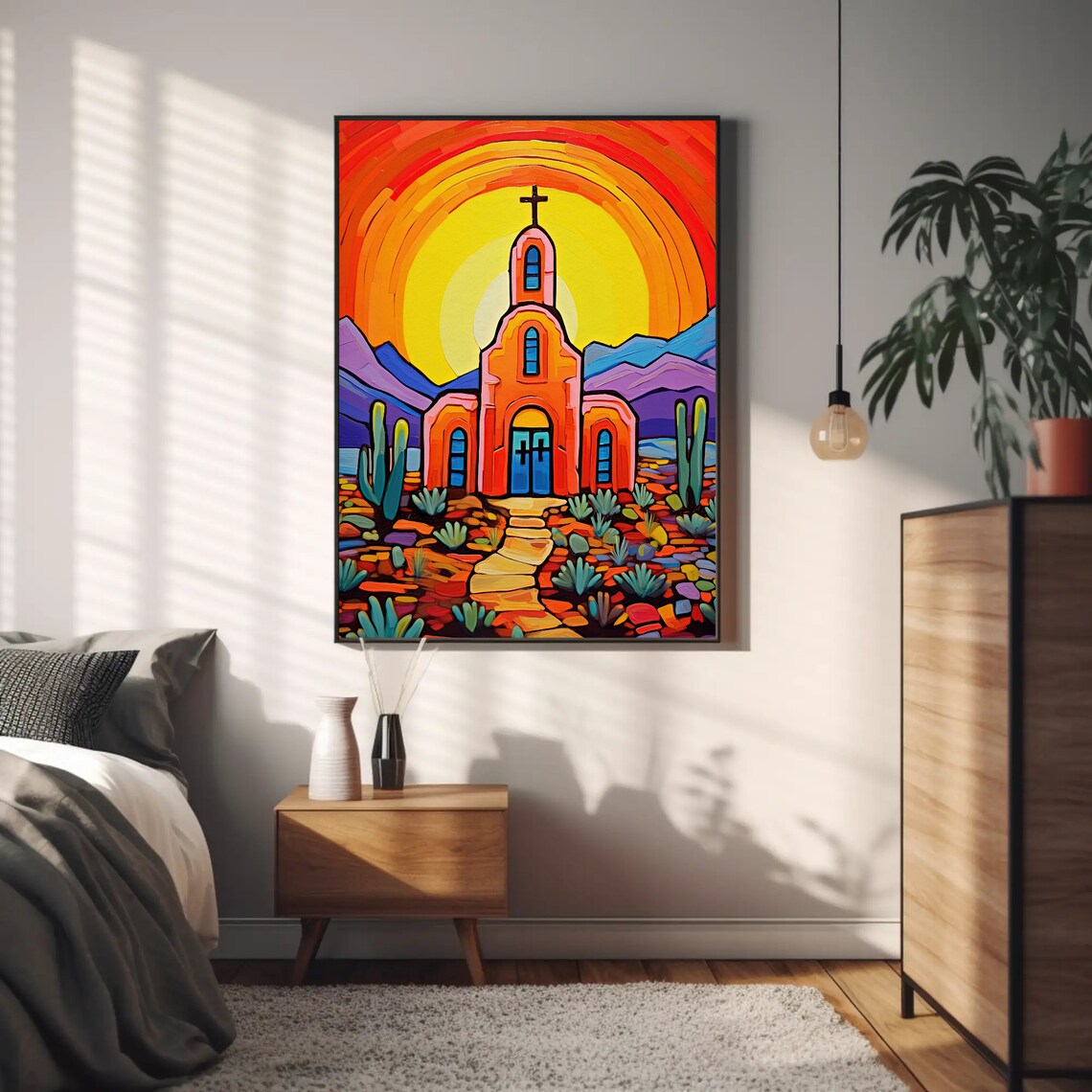 Mexican Church In Desert Art Print, Religious Decor - Image 4