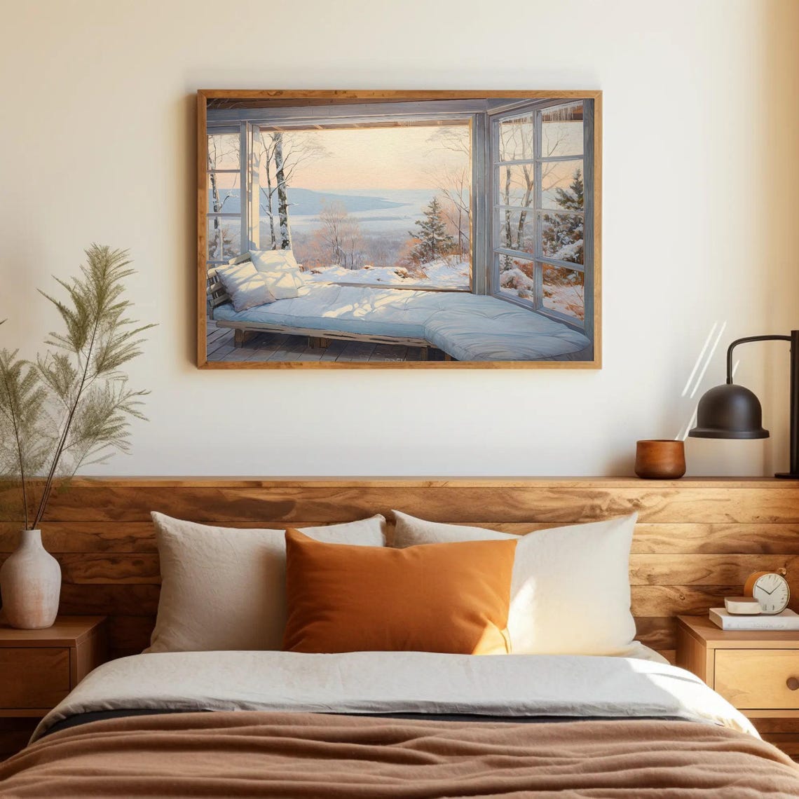 Snowy Cabin Daybed Nook with Windows on Winter Valley Poster - Image 5