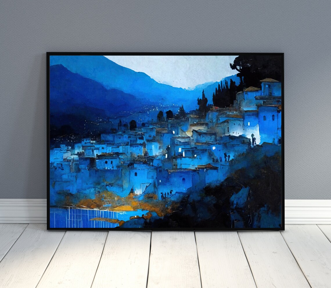 Chefchaouen Morocco Moroccan Art Deco Travel Poster - Image 2