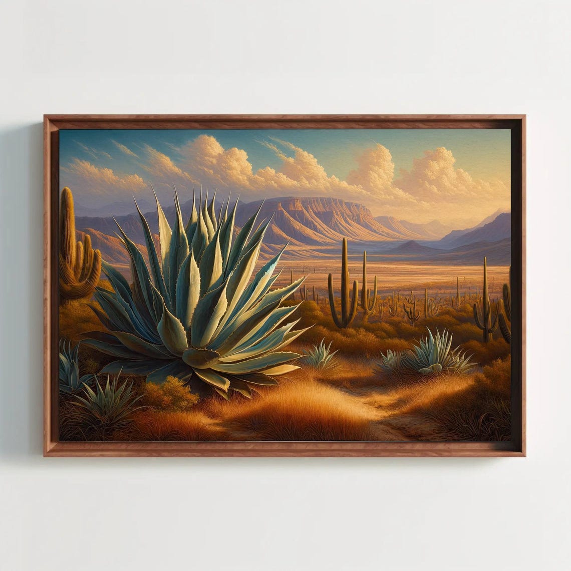 Giant Agave In Desert At Golden Sunset Saguaro Landscape Poster - Image 4