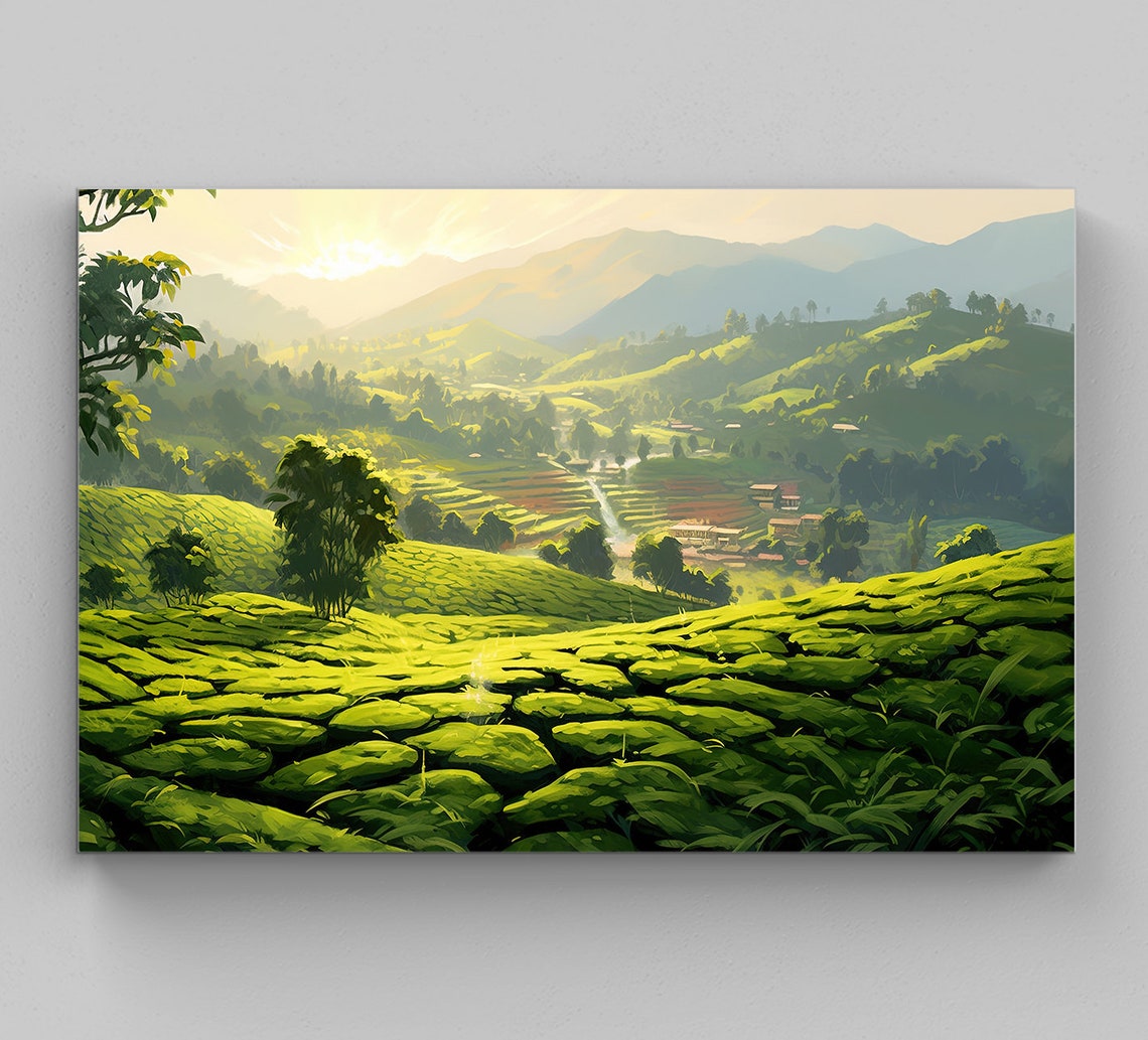 Art Print Of Kerala Tea Plantation Kerala Home Decor South Indian Painting Hills Of Kerala Oil Painting Kerala Art