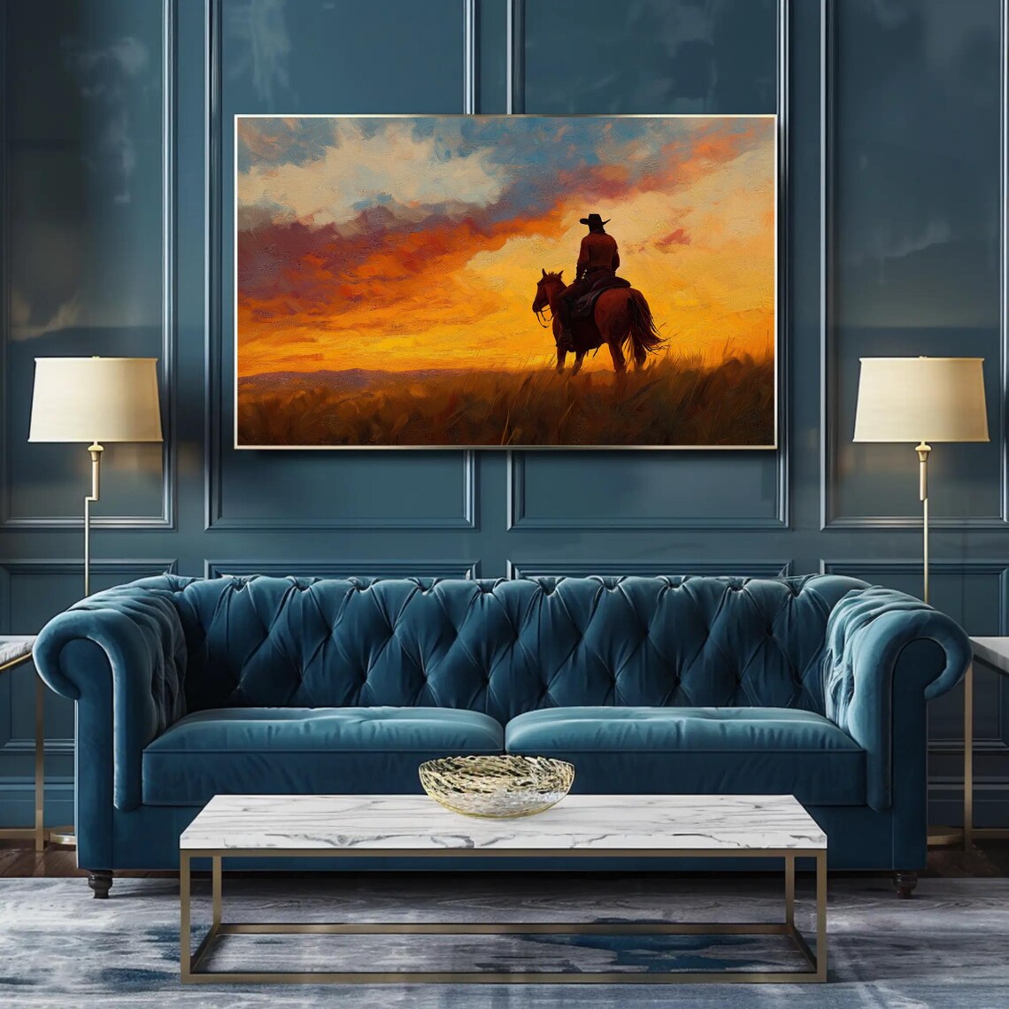 Argentine Gaucho at Sunset, Rustic Landscape Art Print - Image 3