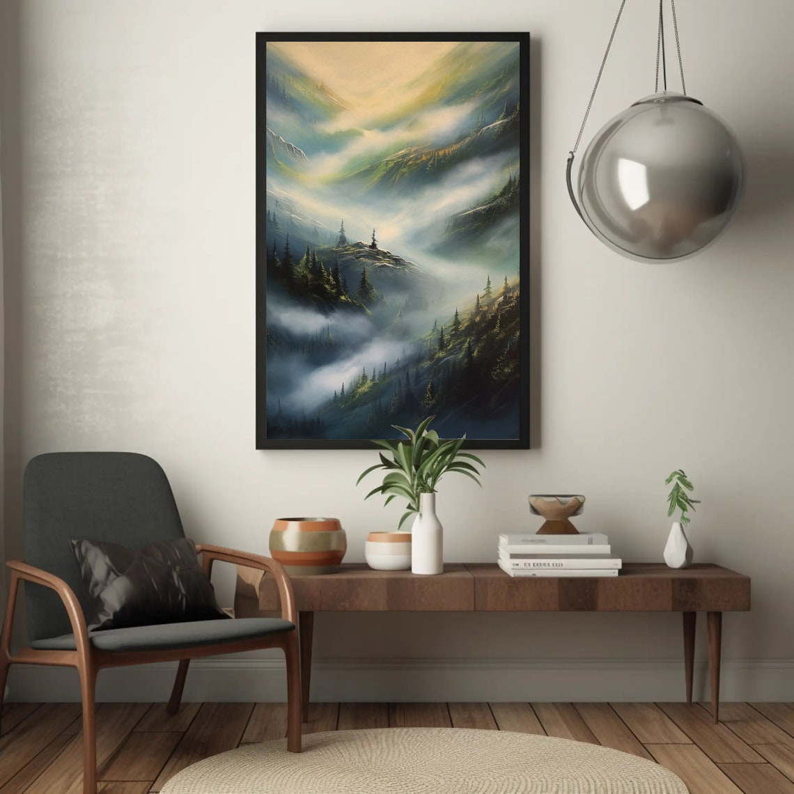Misty Mountain Valley Fog Rolling Through Pine Forest Poster - Image 5