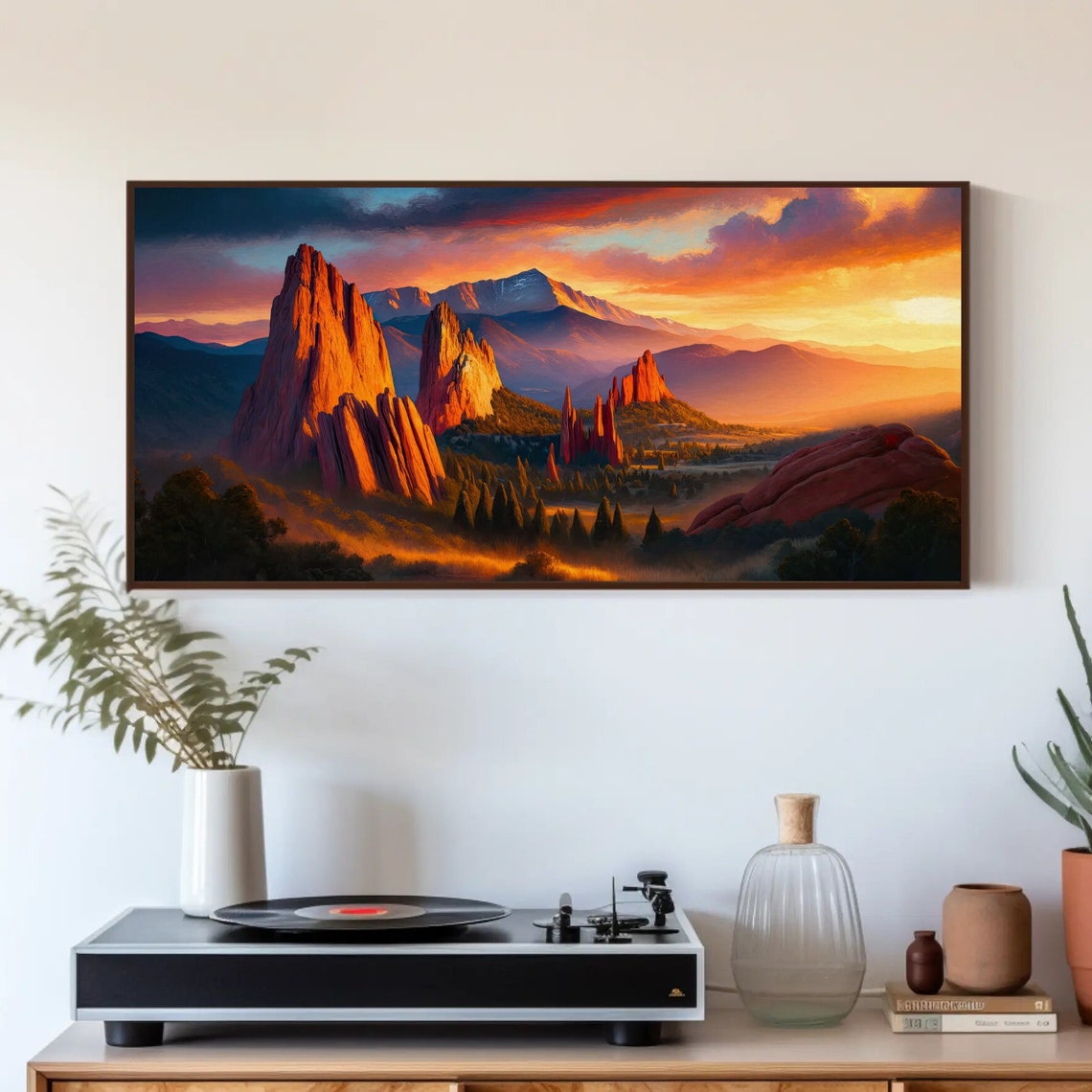 Colorado Springs Print Rocky Mountains Painting Garden Of The Gods Pikes Peak Sunset Photo Art Print Bedroom Decor