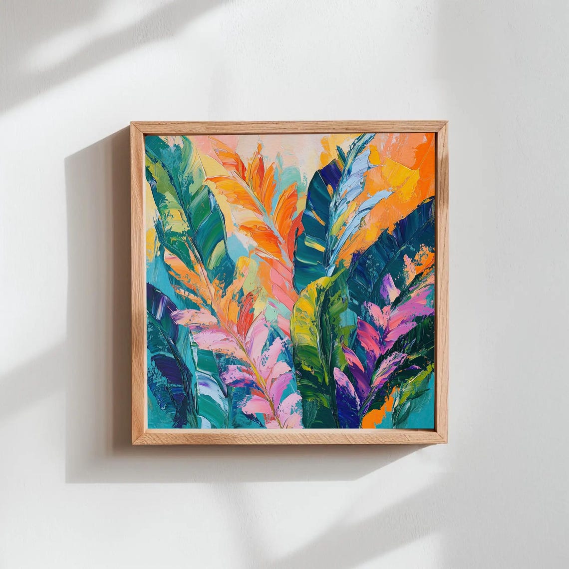 Palette Knife Tropical Leaves In Vibrant Botanical Colors Poster - Image 4
