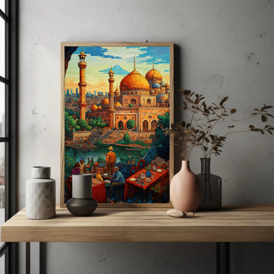 Ancient India City Landscape Golden Domes Vertical Fantasy Poster - Image 4