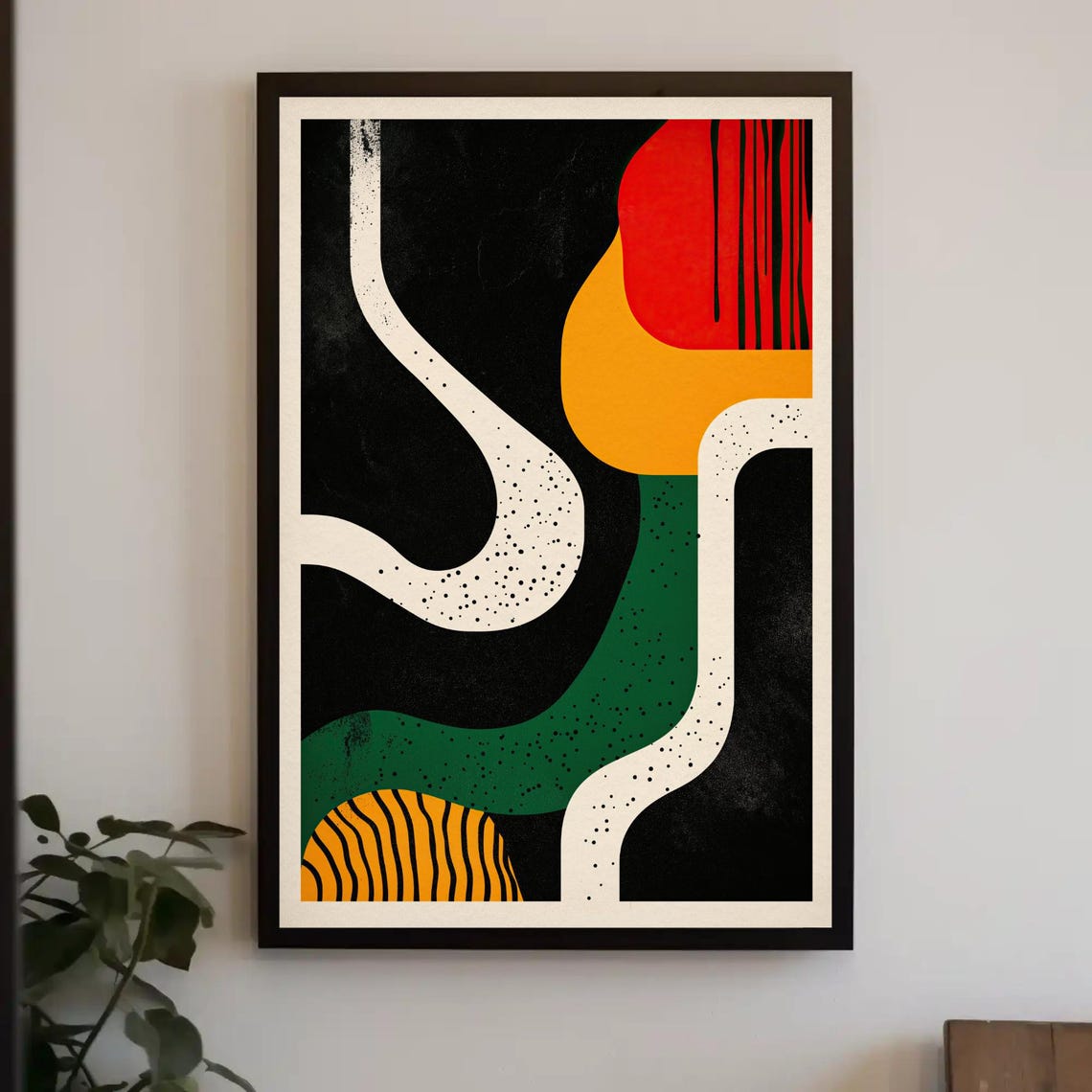 Abstract Black Gold Red Green Modern Colorful Graphic Poster