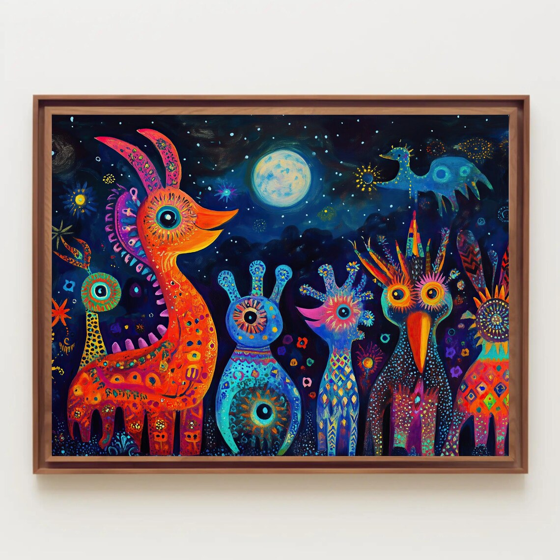 Oaxacan Alebrijes in the Night, Folk Art Print - Image 2