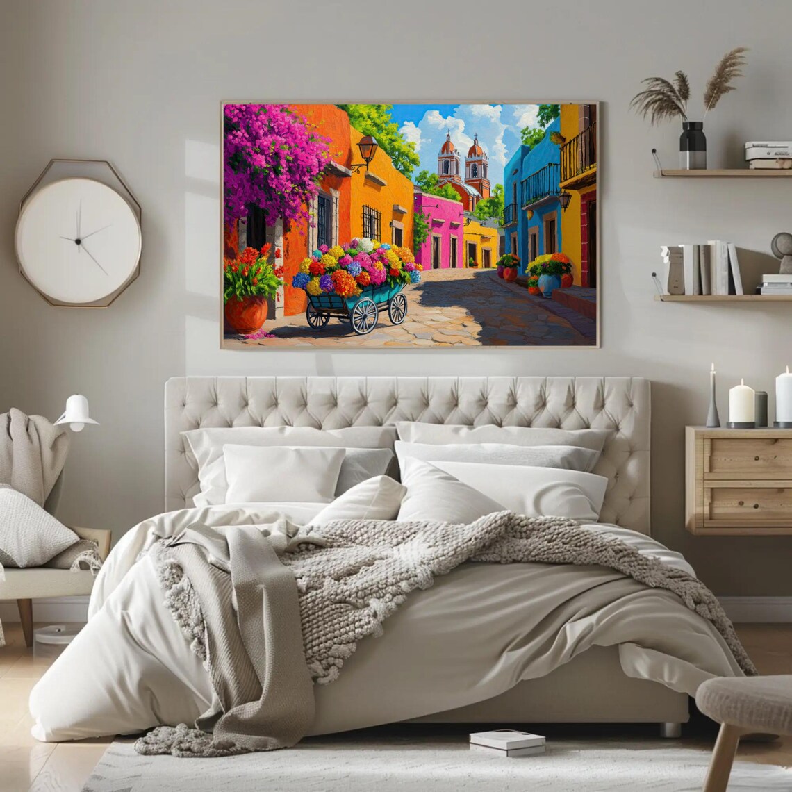 Flower Street Of Mexico, Vibrant Wall Art Print - Image 5