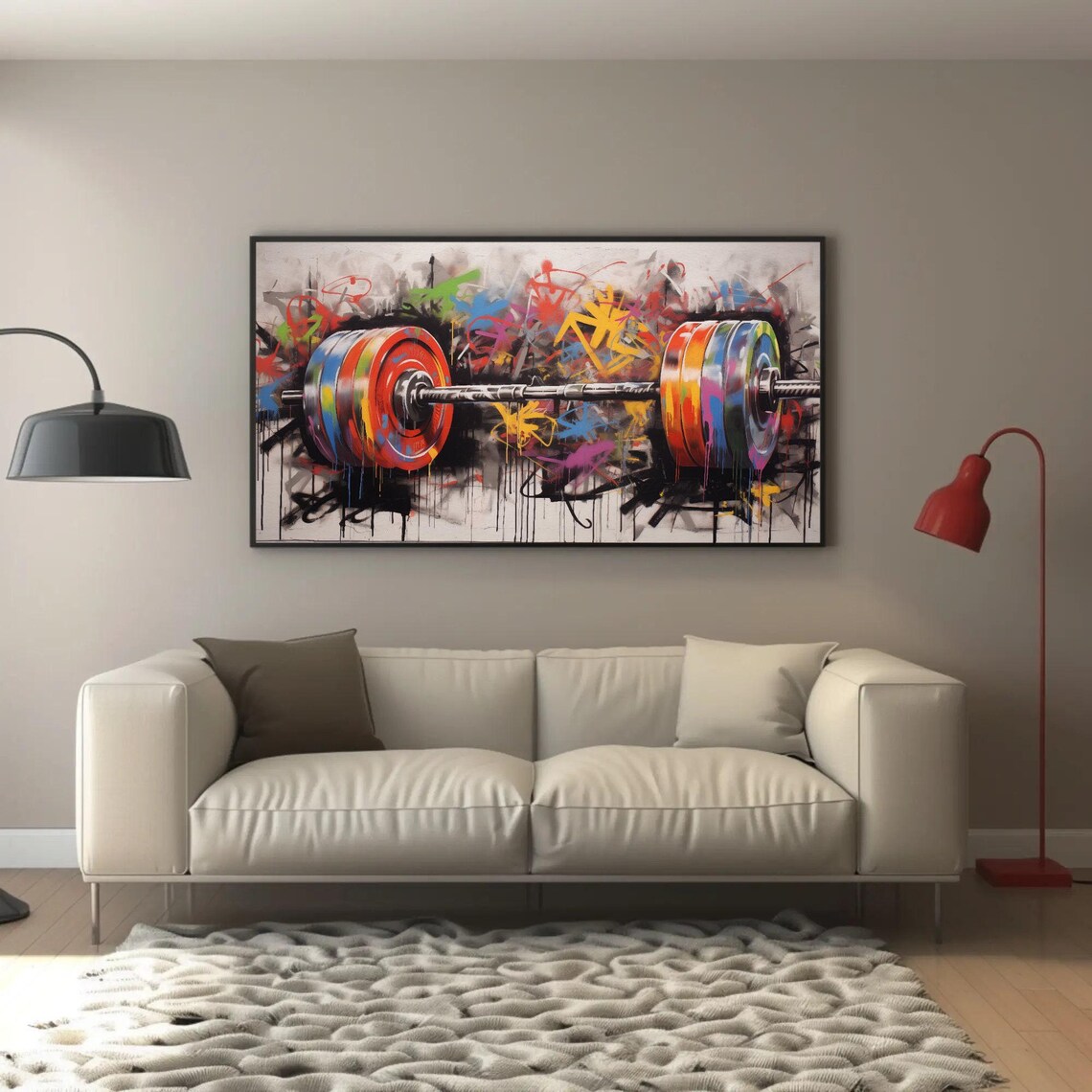 Graffiti Barbell Colorful Street Art Gym Fitness Motivational Poster - Image 3