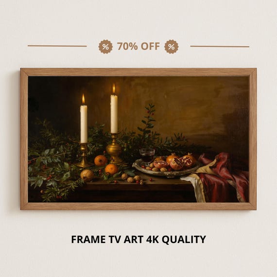 Samsung Frame Tv Art Candlelight Still Life Christmas Warmth