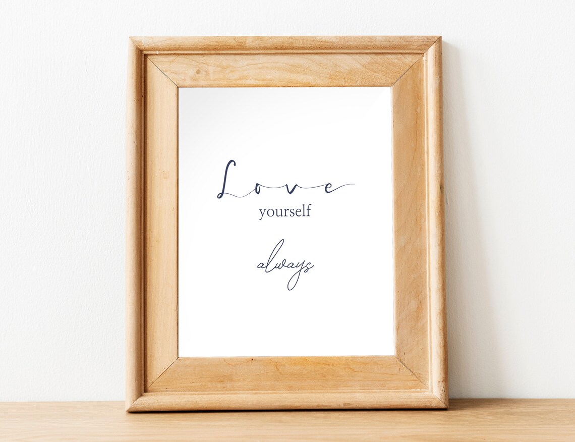 Love Yourself Always Minimalist Thin Script White Modern Typography Wall Art - Image 2