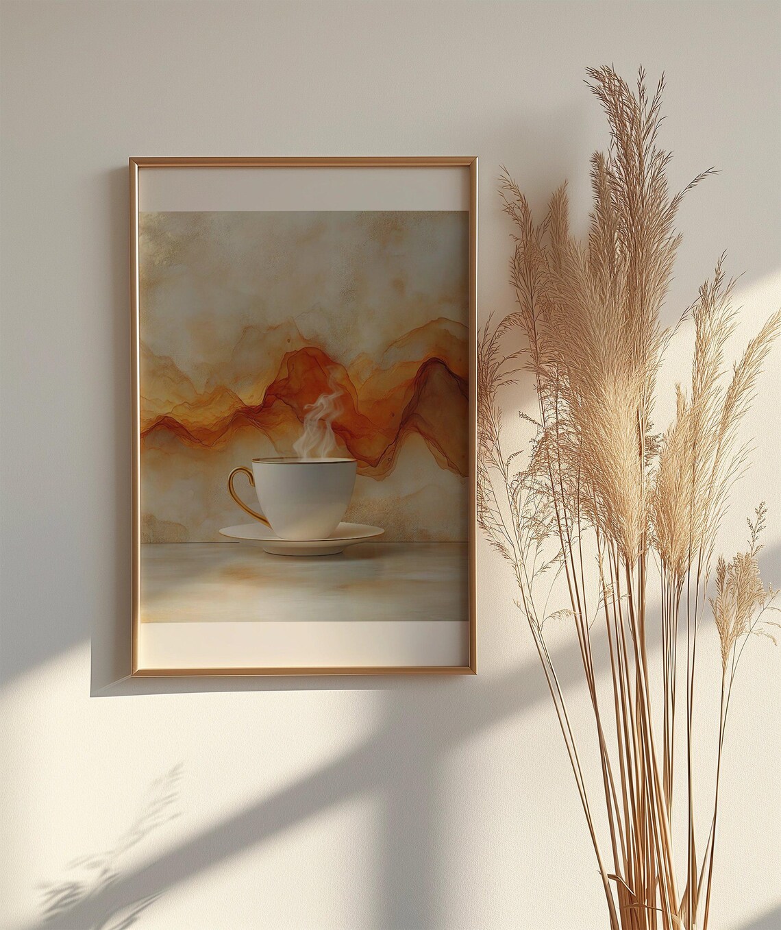 Abstract Coffee Cup Art Modern Wall Art Coffee Lover Dcor Kitchen Art Print Watercolour Wall Art Coffee Time Warm Tones Home Dcor - Image 2