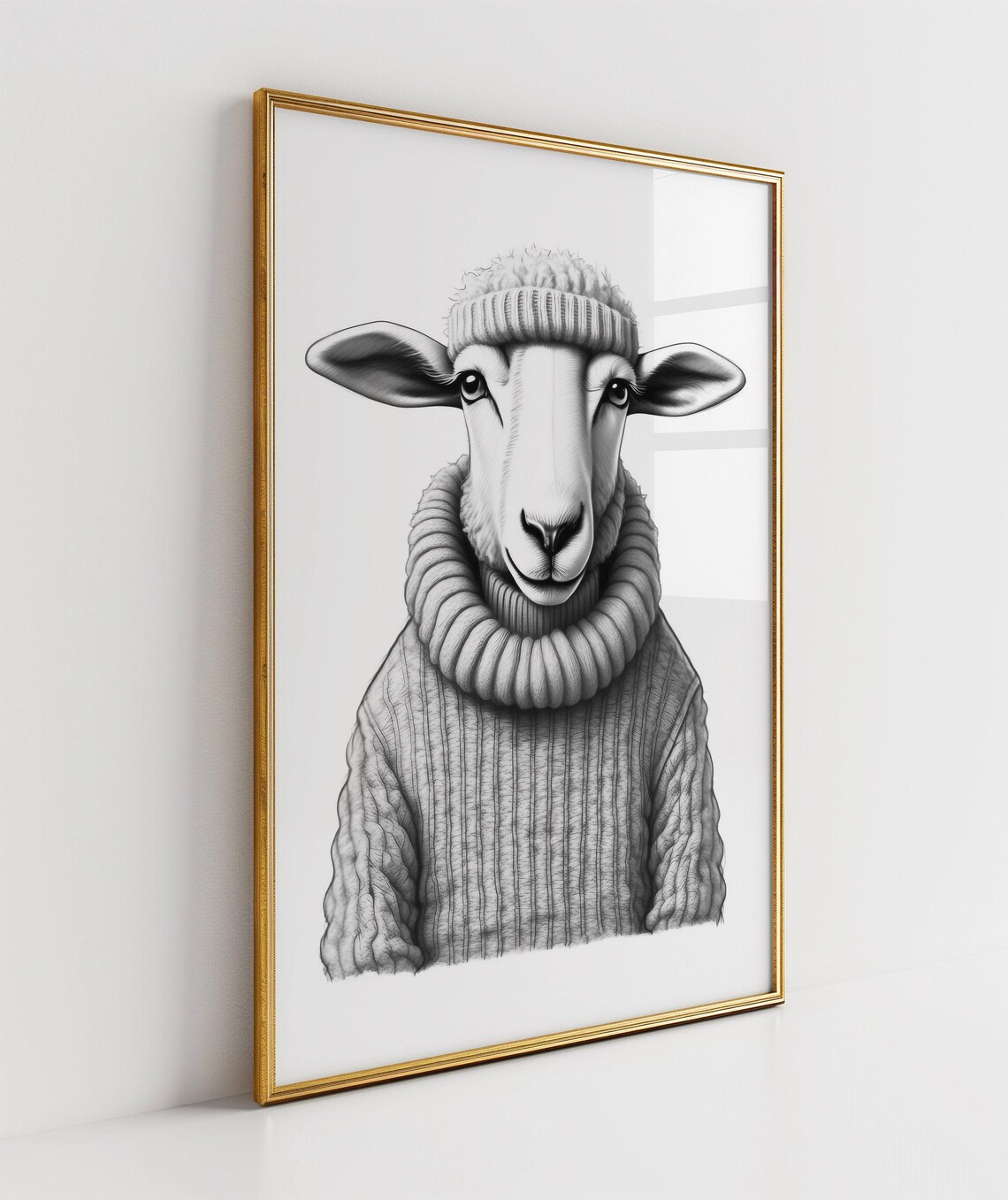 Sheep Wearing Knit Sweater Funny Black White Farm Animal Poster - Image 3