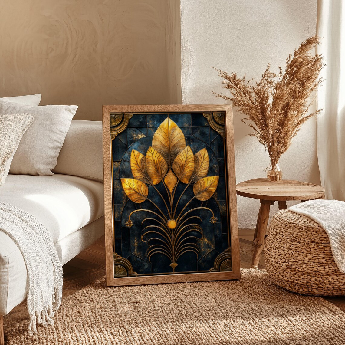 Gold Leaf Wall Art Print Botanical Floral Print Black And Gold Home Dcor Modern Wall Art Leaf Wall Dcor Luxury Prints Artwork - Image 4