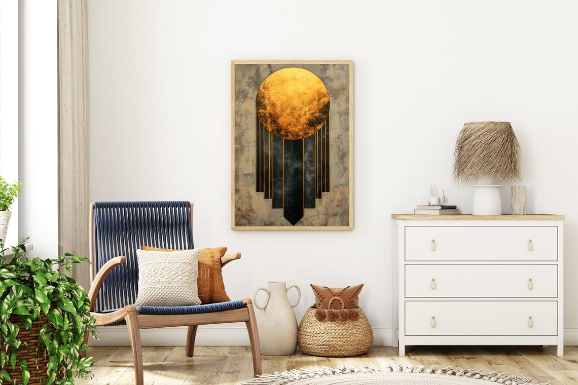 Abstract Sun Wall Art Print For Modern Home Dcor Large Geometric Wall Art Contemporary Art Print Above Sofa Dcor New Home Gift - Image 3