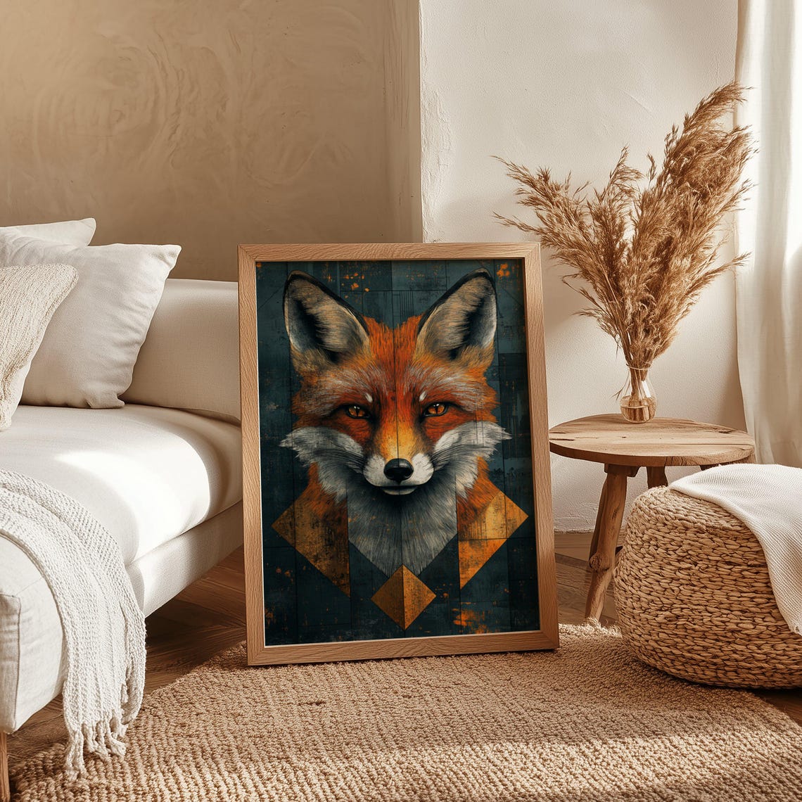 Fox Wall Art Print Fox Dcor Animal Artwork Modern Wildlife Prints Geometric Fox Art Forest Animal Wall Dcor New Home Gift Idea - Image 4