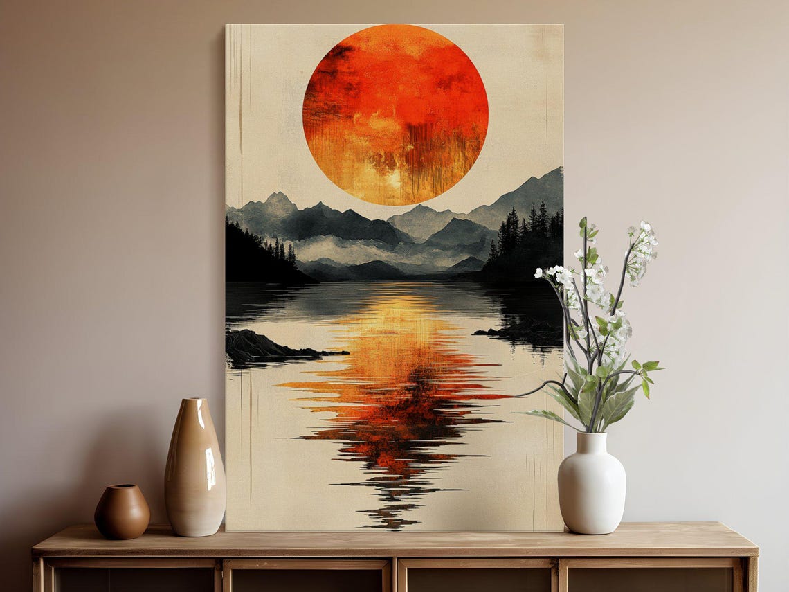 Sun And Mountains Wall Art Modern Landscape Prints Vibrant Sun Reflection Print Unique Wall Dcor For Living Room New Home Gift - Image 5