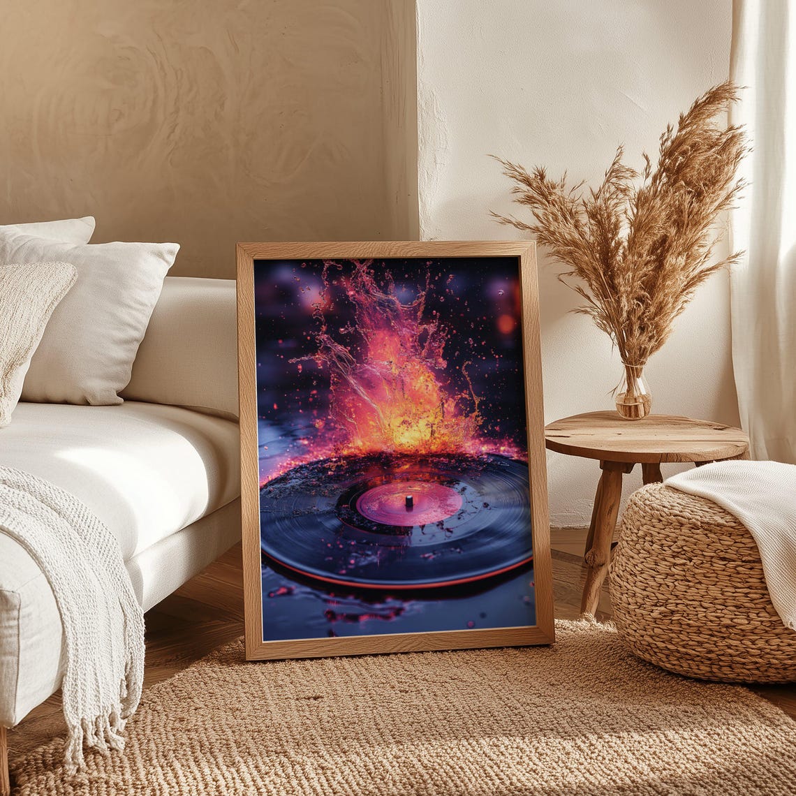 Vinyl Record With Fiery Pink And Red Paint Splash Explosion Poster - Image 4