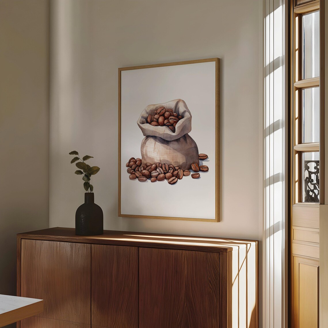 Rustic Coffee Beans Sack Watercolour Print Vintage Kitchen Wall Art Farmhouse Decor Coffee Lover Gift Country Home Dcor Art - Image 4