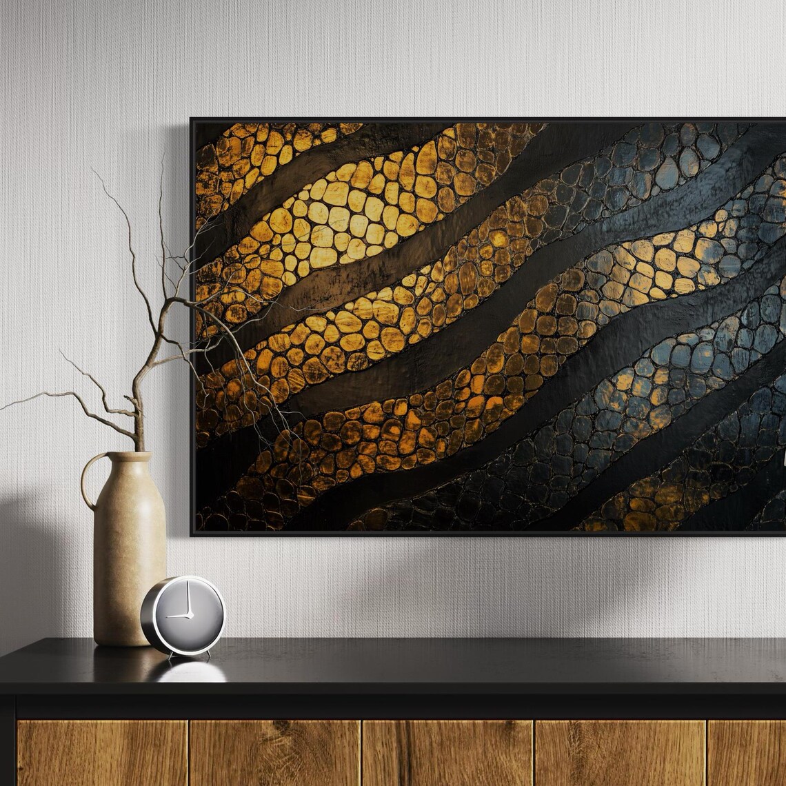 Gold Black Reptile Scale Texture Abstract Modern Glam Luxury Art Poster - Image 4