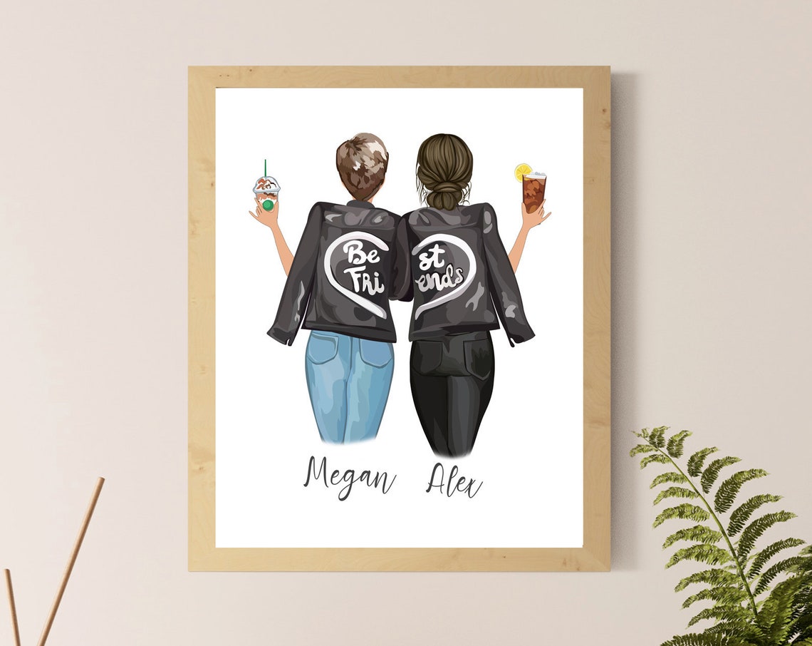 Personalized Friends Portrait Custom Best Friend Gift Wall Art - Image 5
