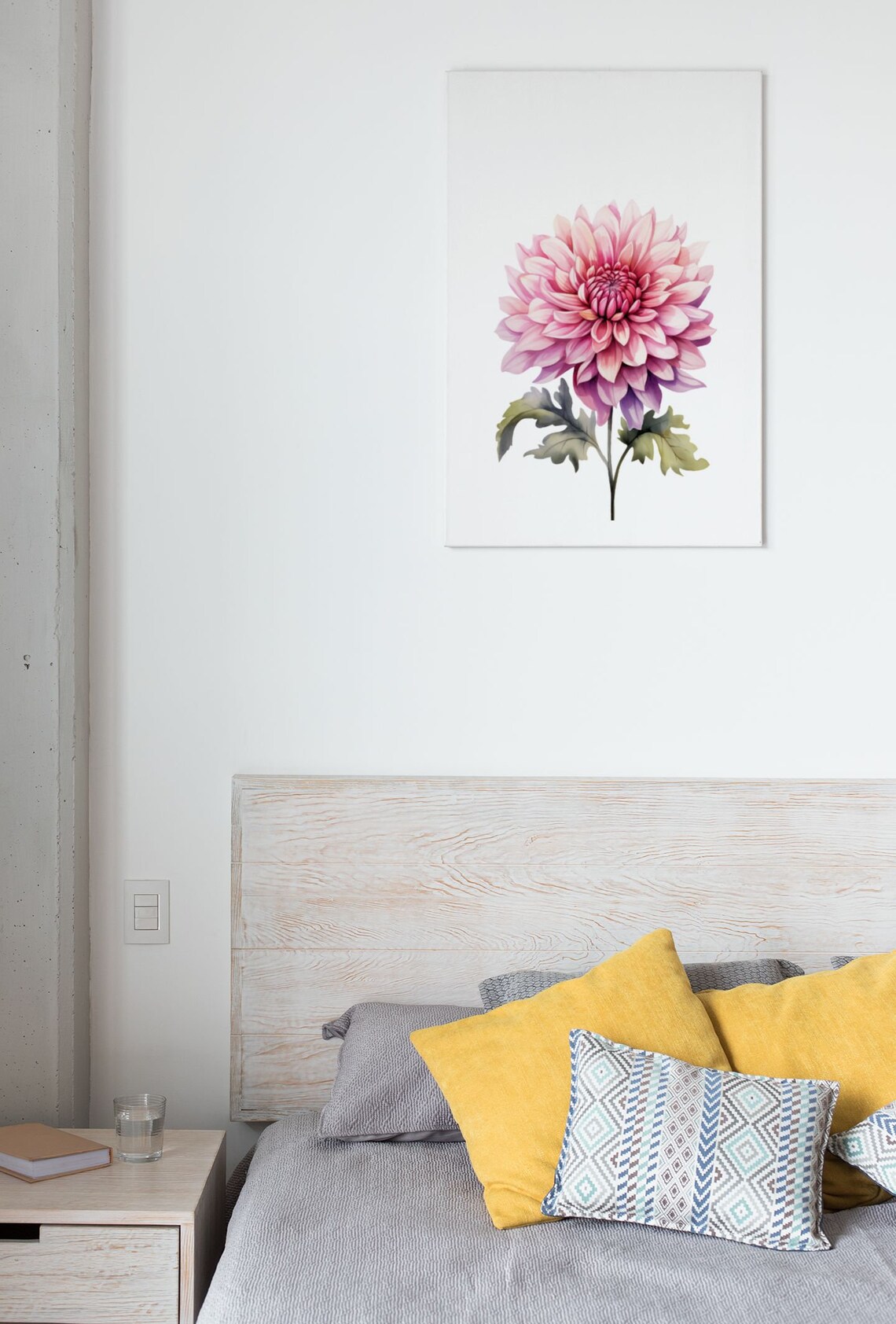 Lavender Pink Dahlia Blossom Watercolour Botanical Art Poster - Image 7