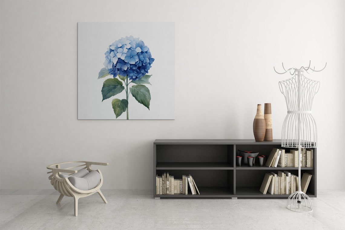 Blue Hydrangea Flower Head Watercolour Botanical Flower Poster - Image 7