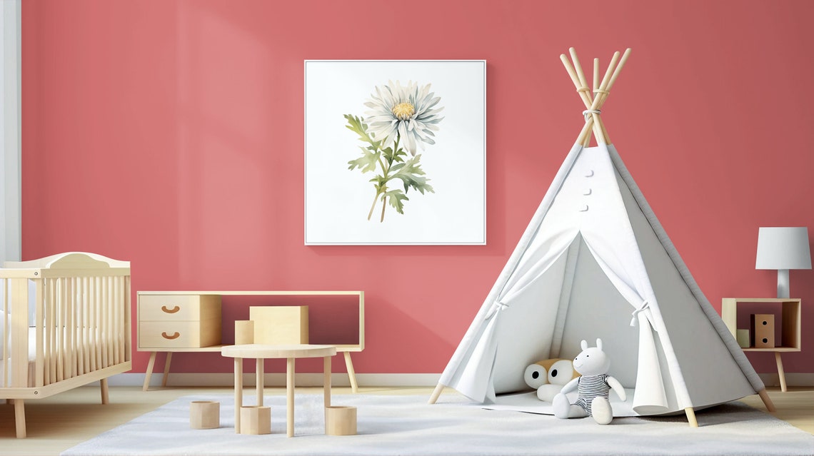 White Aster Flower Golden Center Watercolour Botanical Flower Poster - Image 3