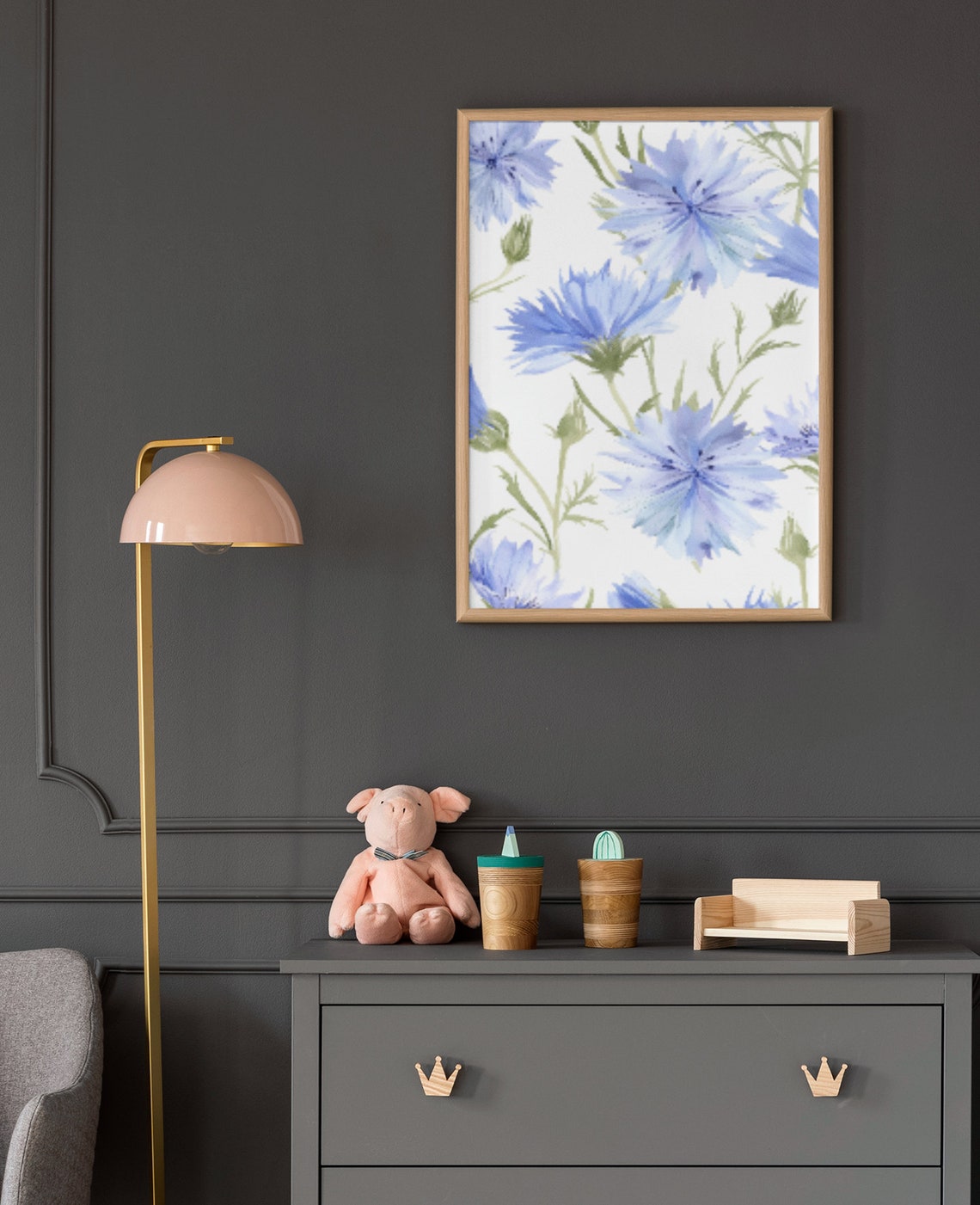 Blue Chicory Wildflowers Soft Watercolor Floral Botanical Poster - Image 7
