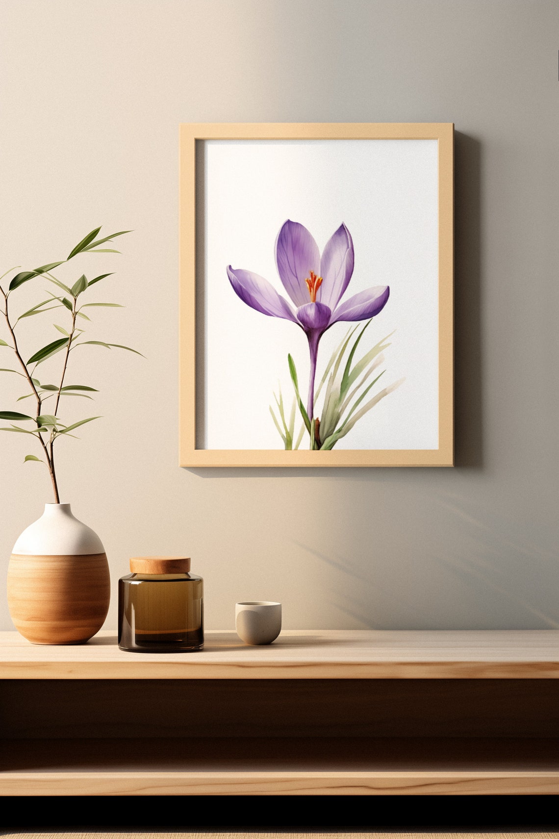 Vivid Purple Crocus Bloom Bold Bright Watercolor Spring Art Poster - Image 2